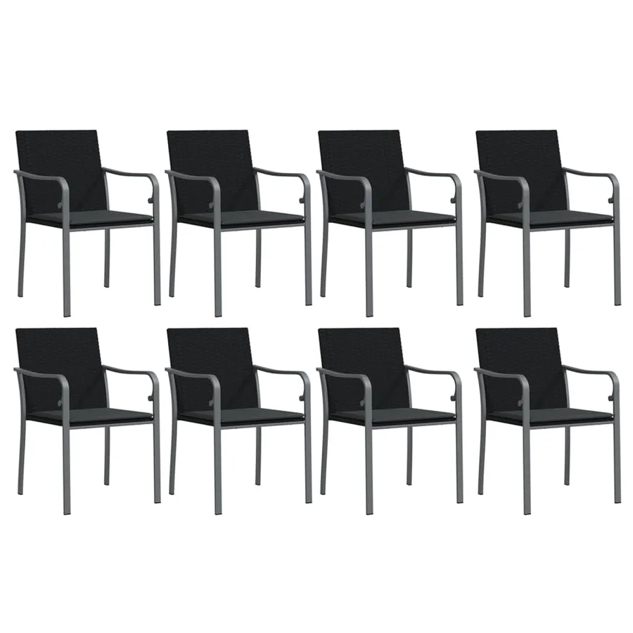 Ensemble à manger de jardin 9 pcs coussins résine tressée acier - 4