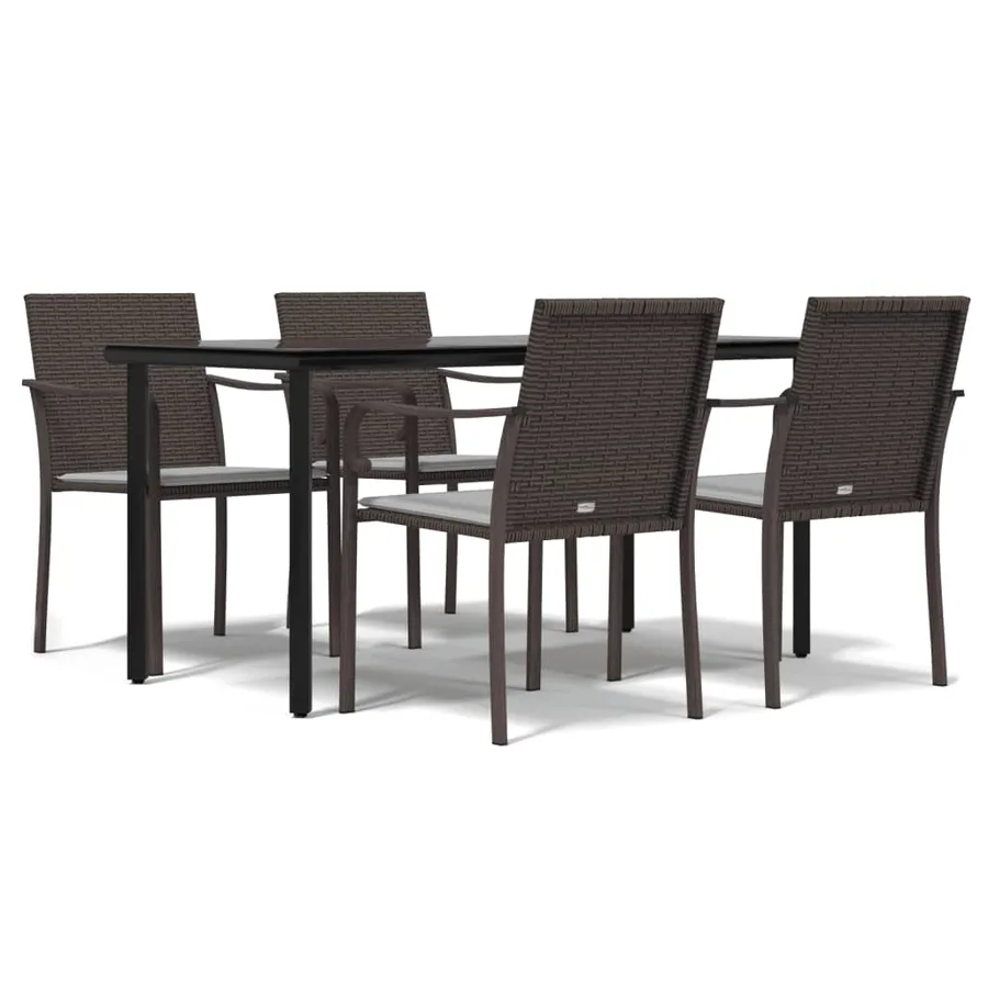 Ensemble à manger de jardin 5 pcs coussins résine tressée acier - 2