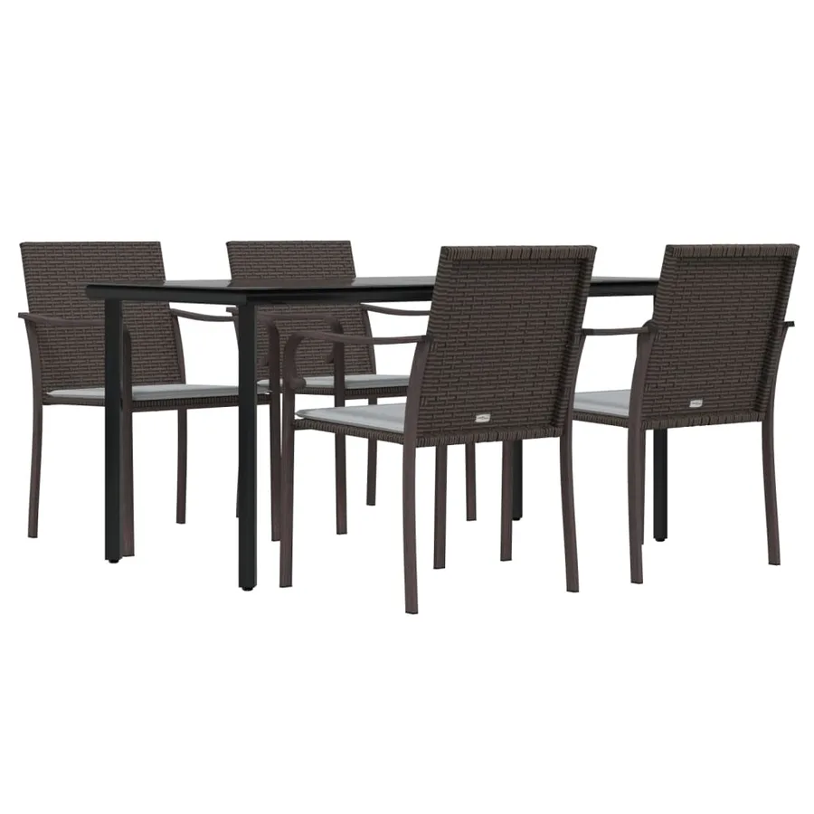 Ensemble à manger de jardin 5 pcs coussins résine tressée acier - 4