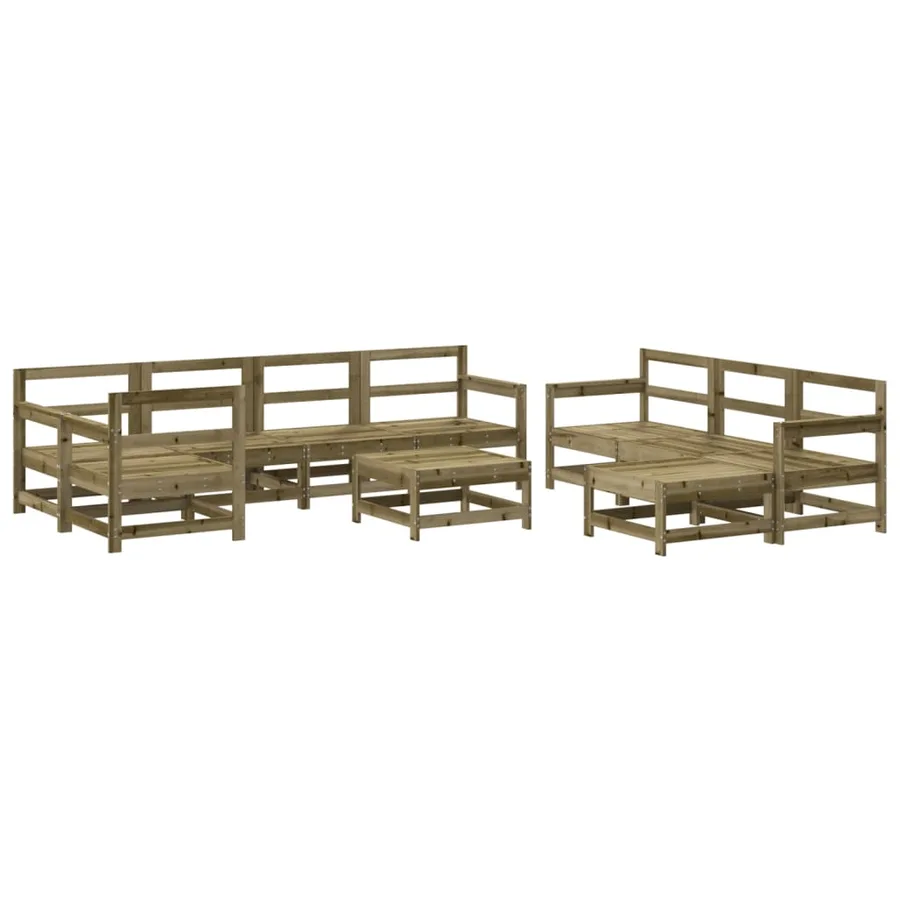Salon de jardin 10 pcs avec coussins bois de pin imprégné - 3