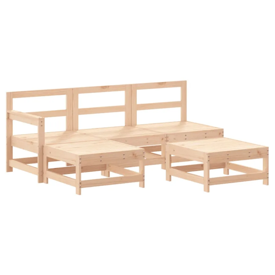 Salon de jardin 5 pcs avec coussins bois massif - 3