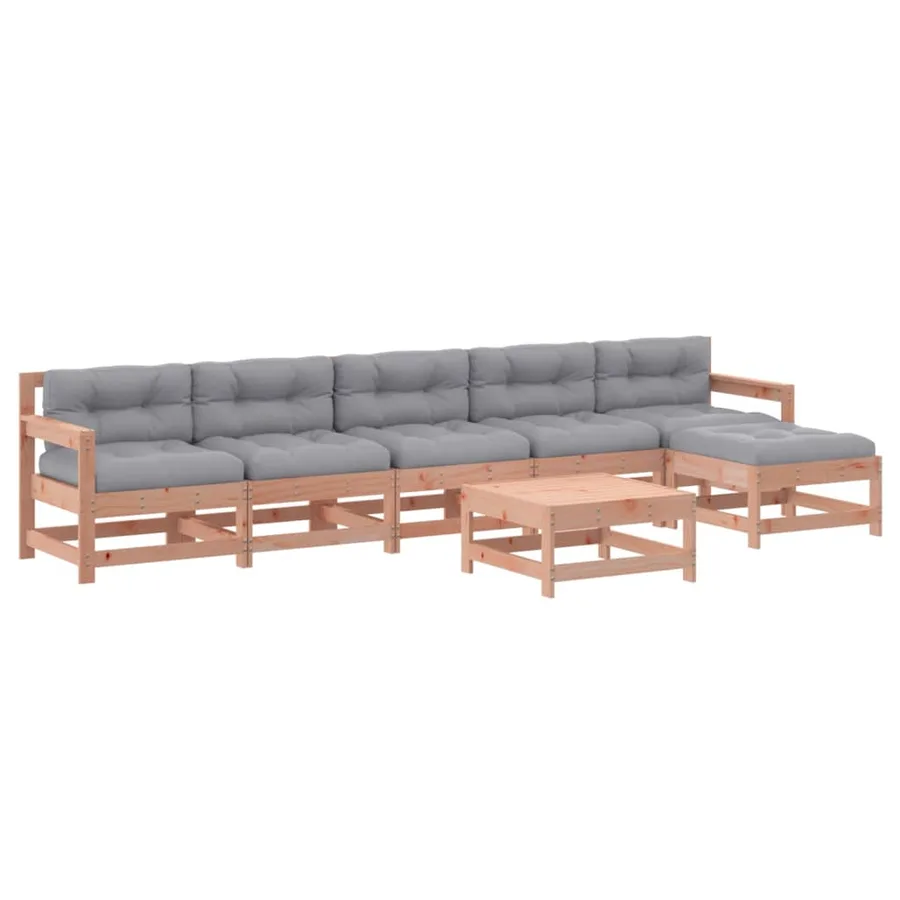 Salon de jardin 7 pcs avec coussins bois massif douglas - 2