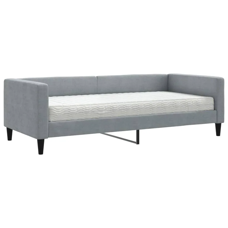 Lit de jour avec matelas gris clair 90x200 cm tissu - 2