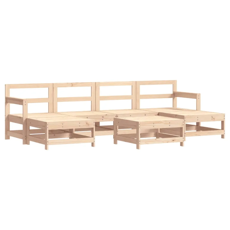 Salon de jardin 7 pcs avec coussins bois massif - 3