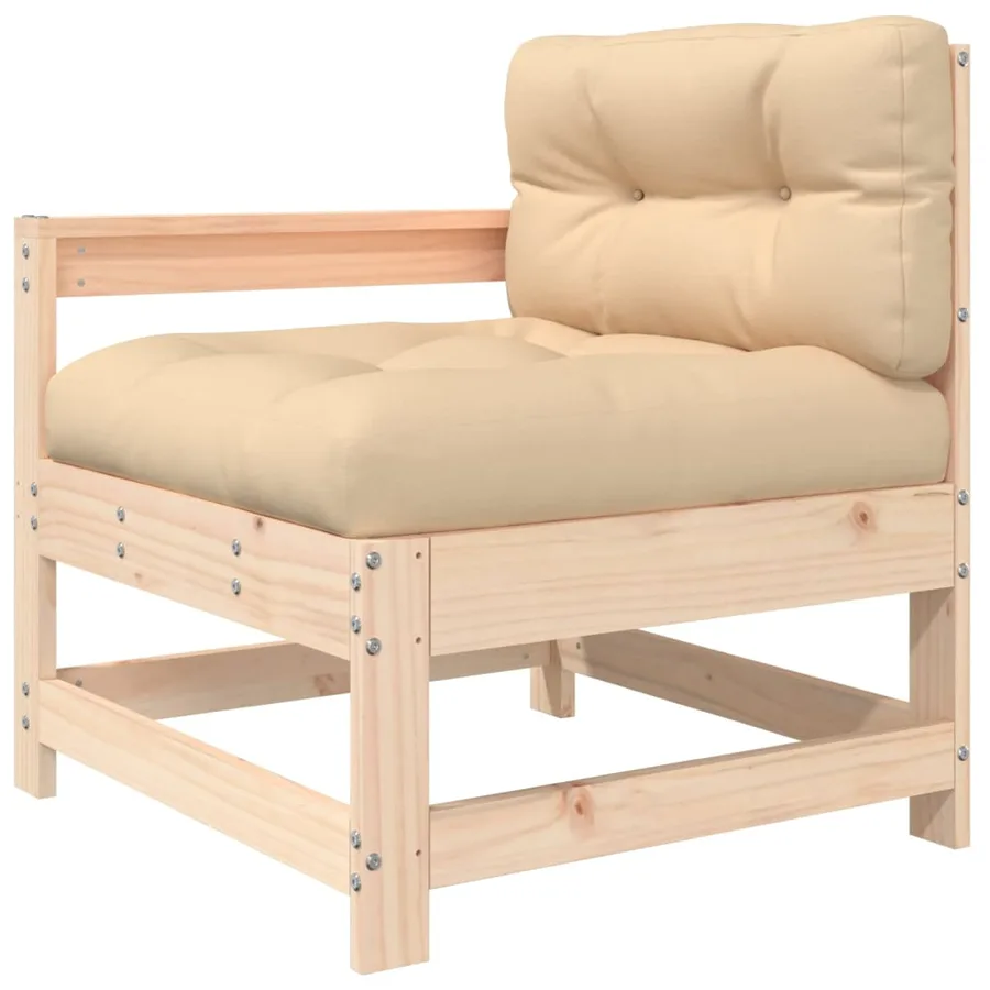 Salon de jardin 7 pcs avec coussins bois massif - 5