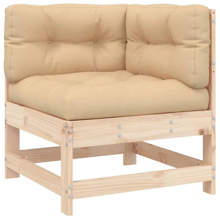 Salon de jardin 6 pcs avec coussins bois massif - 4