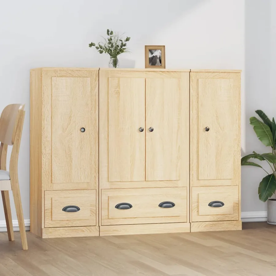 Buffets 3 pcs chêne sonoma bois d'ingénierie