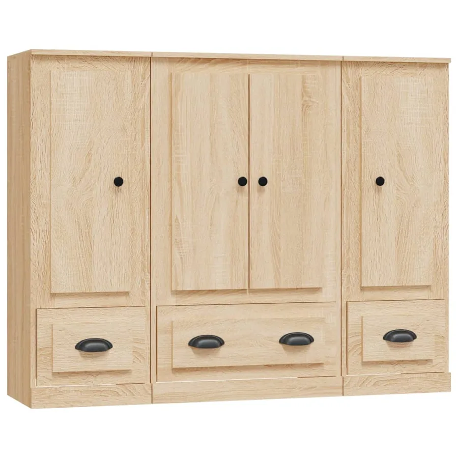 Buffets 3 pcs chêne sonoma bois d'ingénierie - 2