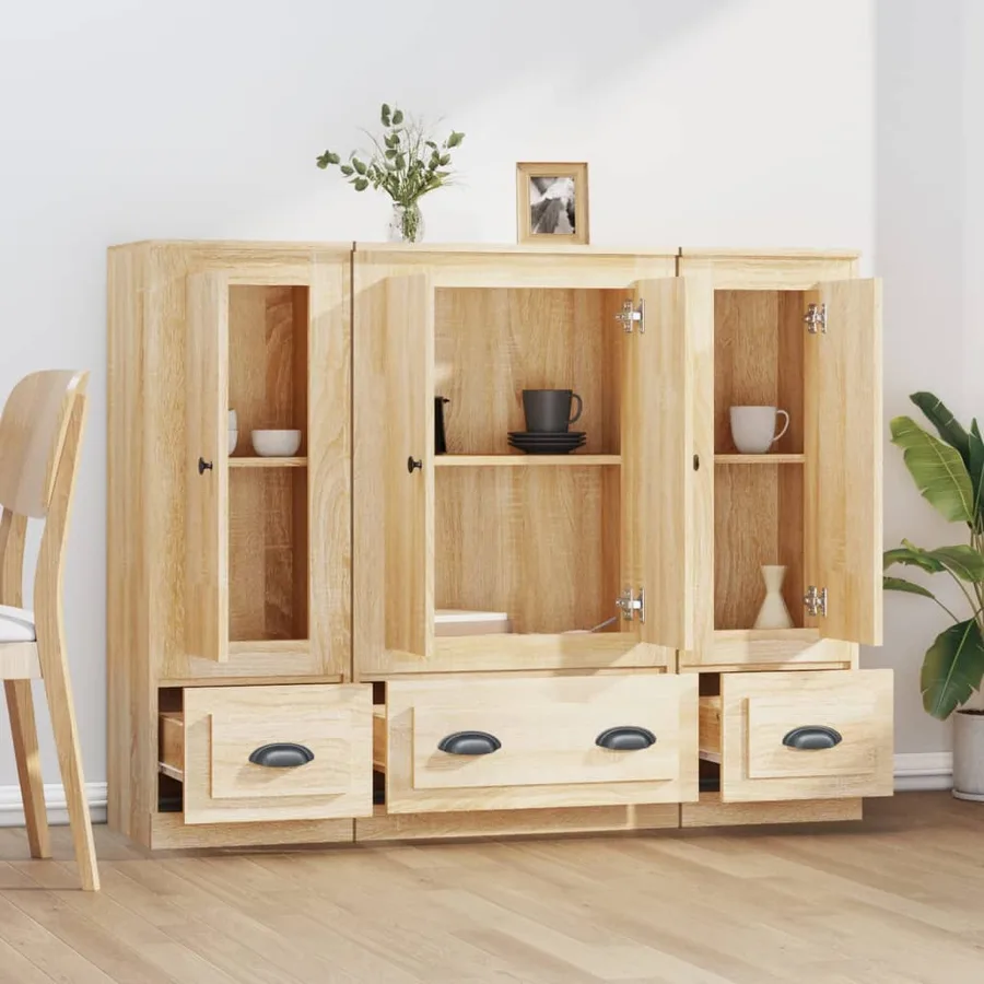 Buffets 3 pcs chêne sonoma bois d'ingénierie - 3