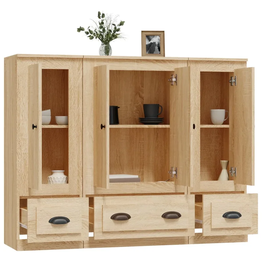Buffets 3 pcs chêne sonoma bois d'ingénierie - 5