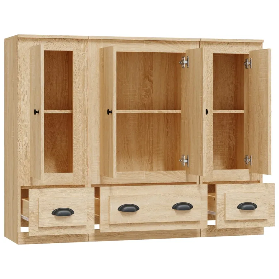 Buffets 3 pcs chêne sonoma bois d'ingénierie - 6