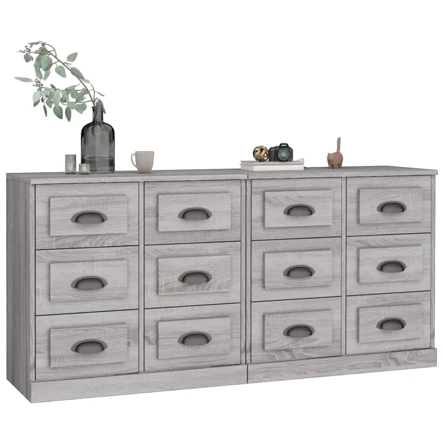 Buffets 2 pcs sonoma gris bois d'ingénierie - 3