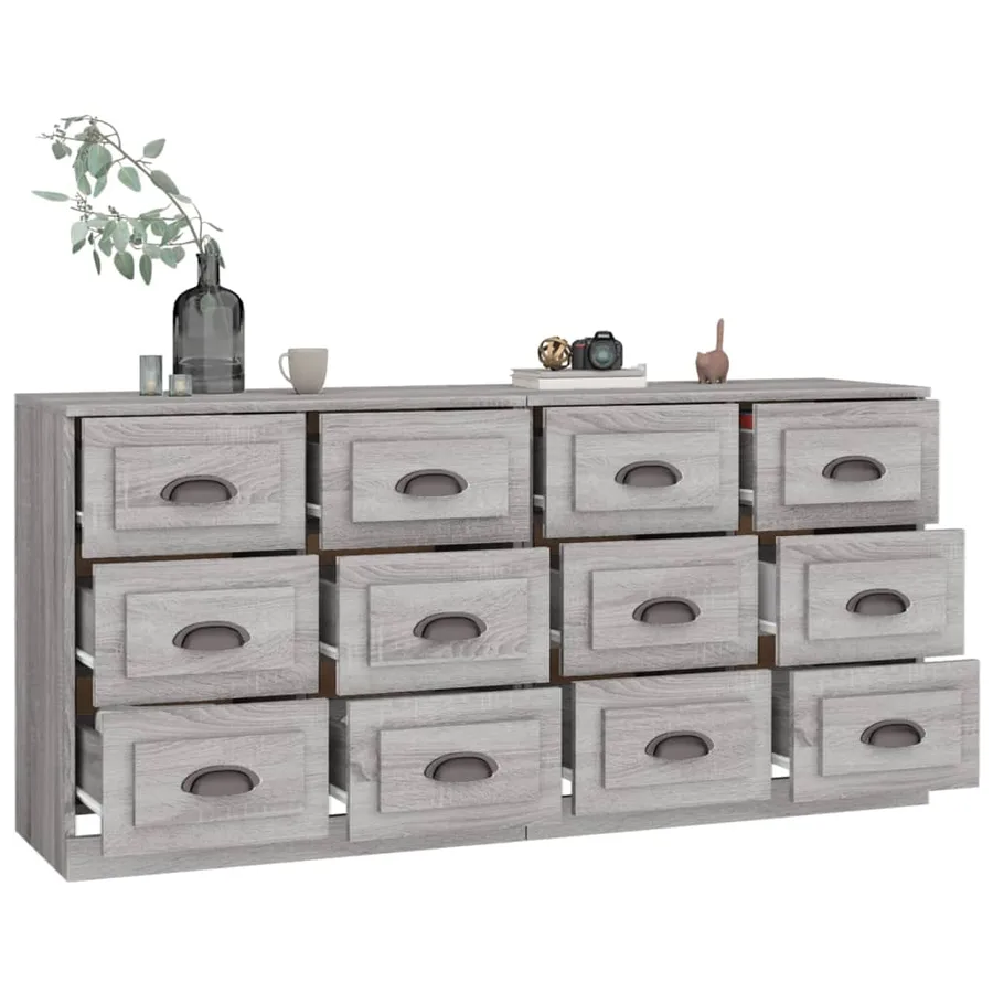 Buffets 2 pcs sonoma gris bois d'ingénierie - 4