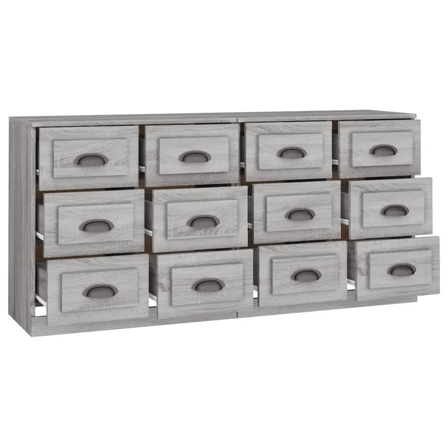 Buffets 2 pcs sonoma gris bois d'ingénierie - 5