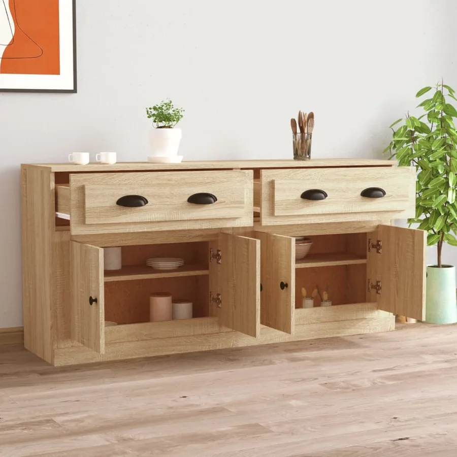 Buffets 2 pcs chêne sonoma bois d'ingénierie - 3