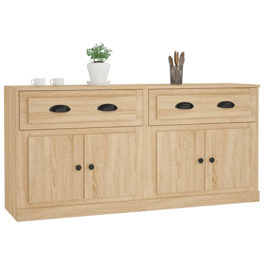 Buffets 2 pcs chêne sonoma bois d'ingénierie - 4