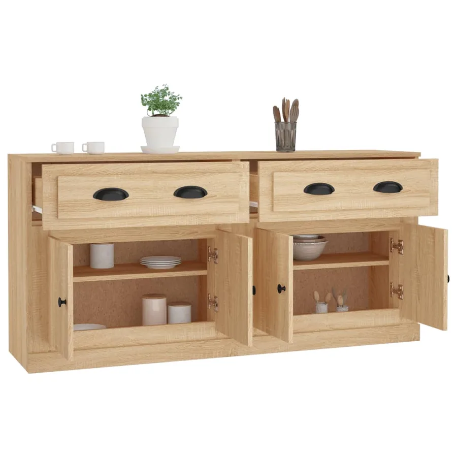 Buffets 2 pcs chêne sonoma bois d'ingénierie - 5