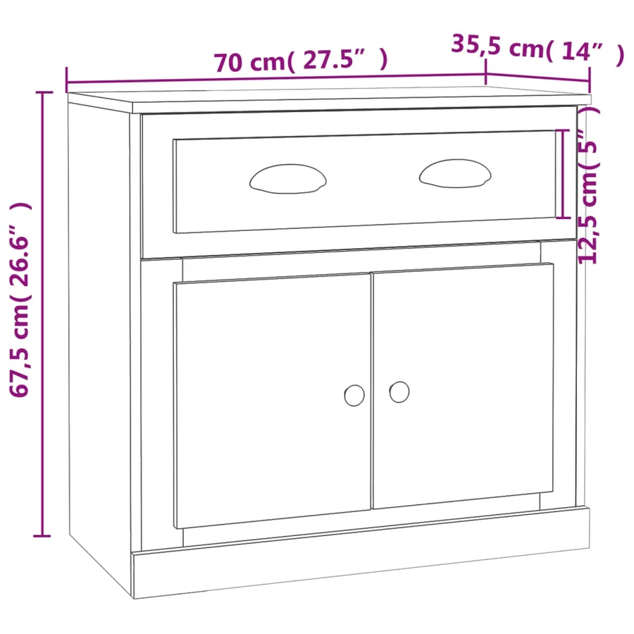 Buffets 2 pcs chêne sonoma bois d'ingénierie - 9