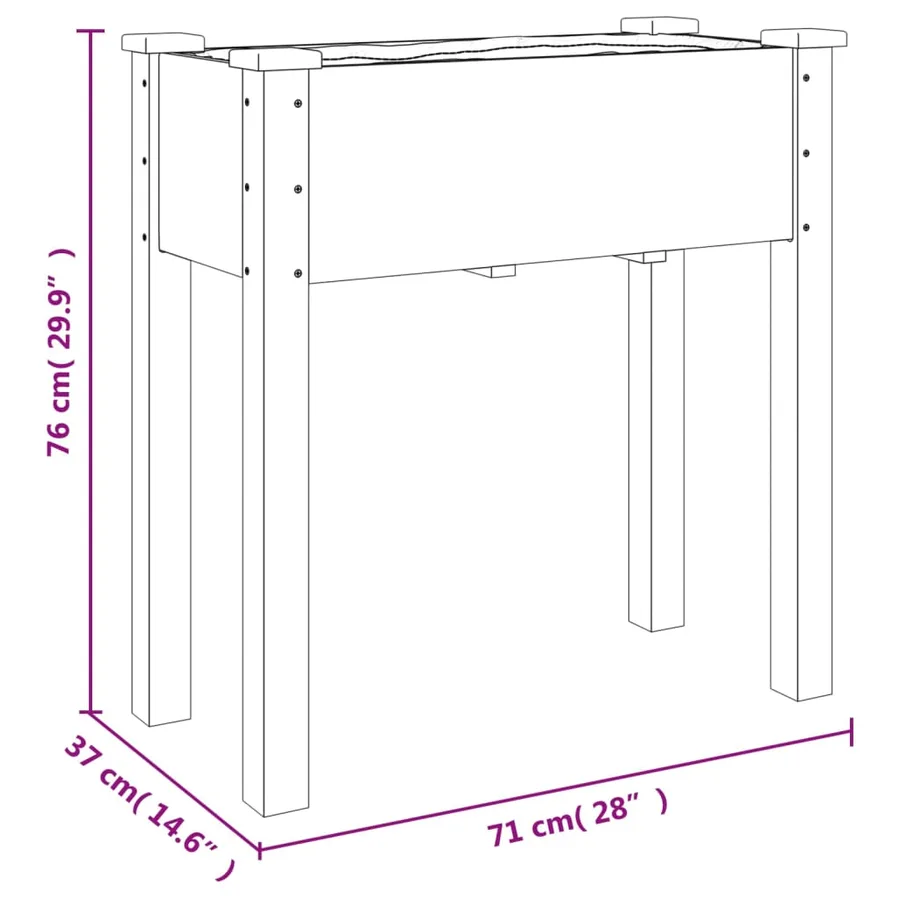 Jardinière sur roues avec doublure brun 71x37x80 cm bois sapin - 8