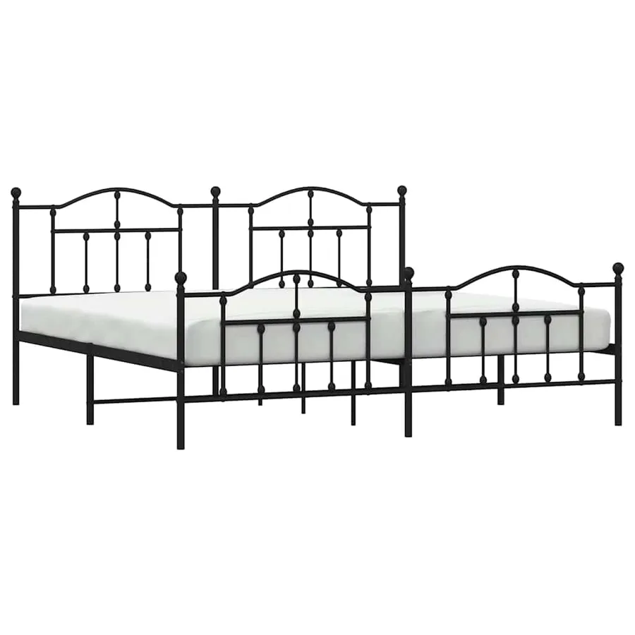 Cadre de lit métal sans matelas avec pied de lit noir 200x200cm - 4