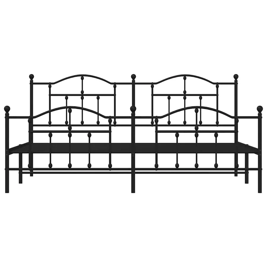 Cadre de lit métal sans matelas avec pied de lit noir 200x200cm - 5