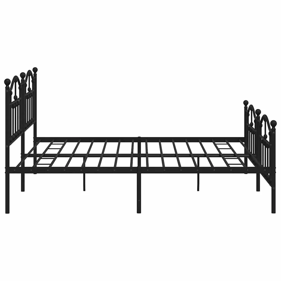 Cadre de lit métal sans matelas avec pied de lit noir 200x200cm - 6