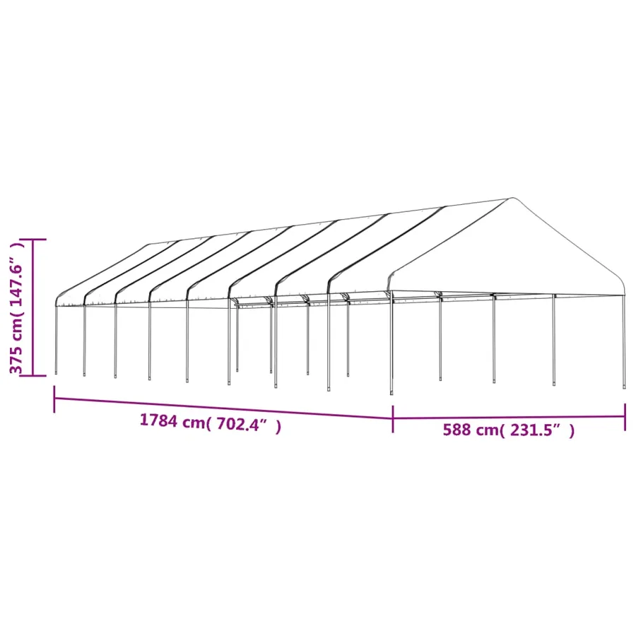 Belvédère avec toit blanc 17,84x5,88x3,75 m polyéthylène - 5