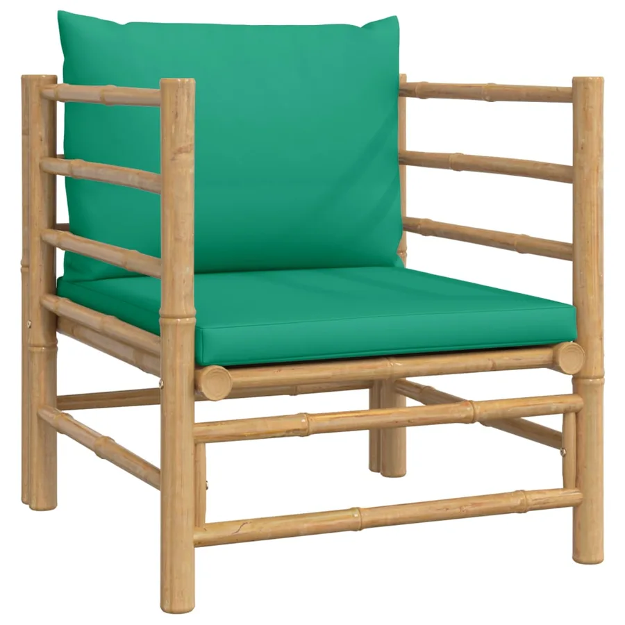Salon de jardin 8 pcs avec coussins vert bambou - 6