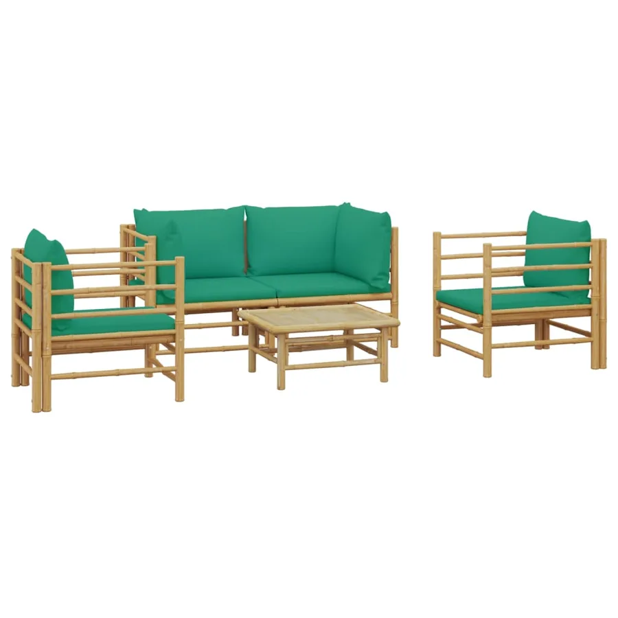 Salon de jardin 5 pcs avec coussins vert bambou - 3