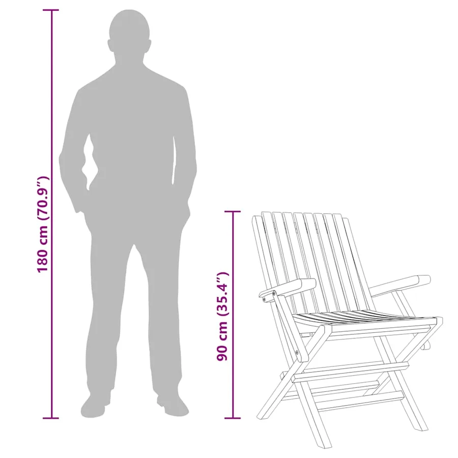 Chaises de jardin pliantes lot de 6 61x67x90cm bois massif teck - 6