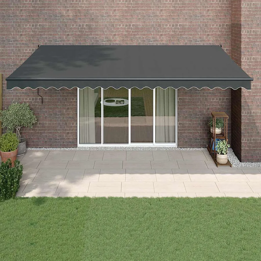 Auvent rétractable anthracite 5x3 m tissu et aluminium