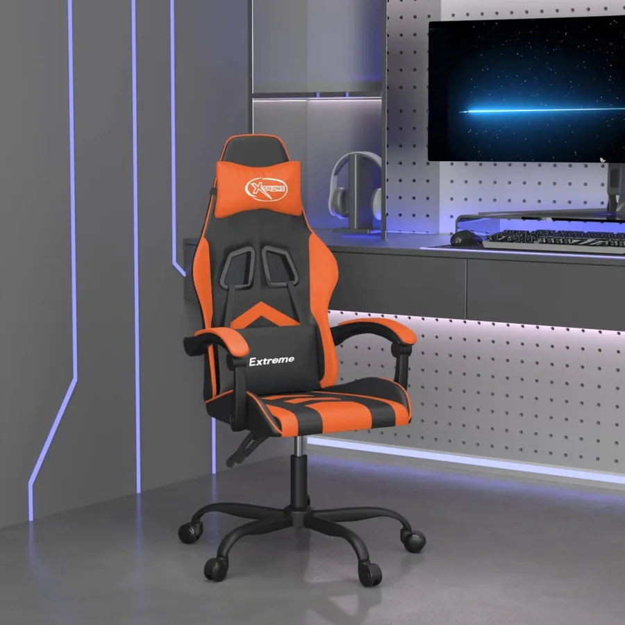 Chaise de jeu Noir et orange Similicuir