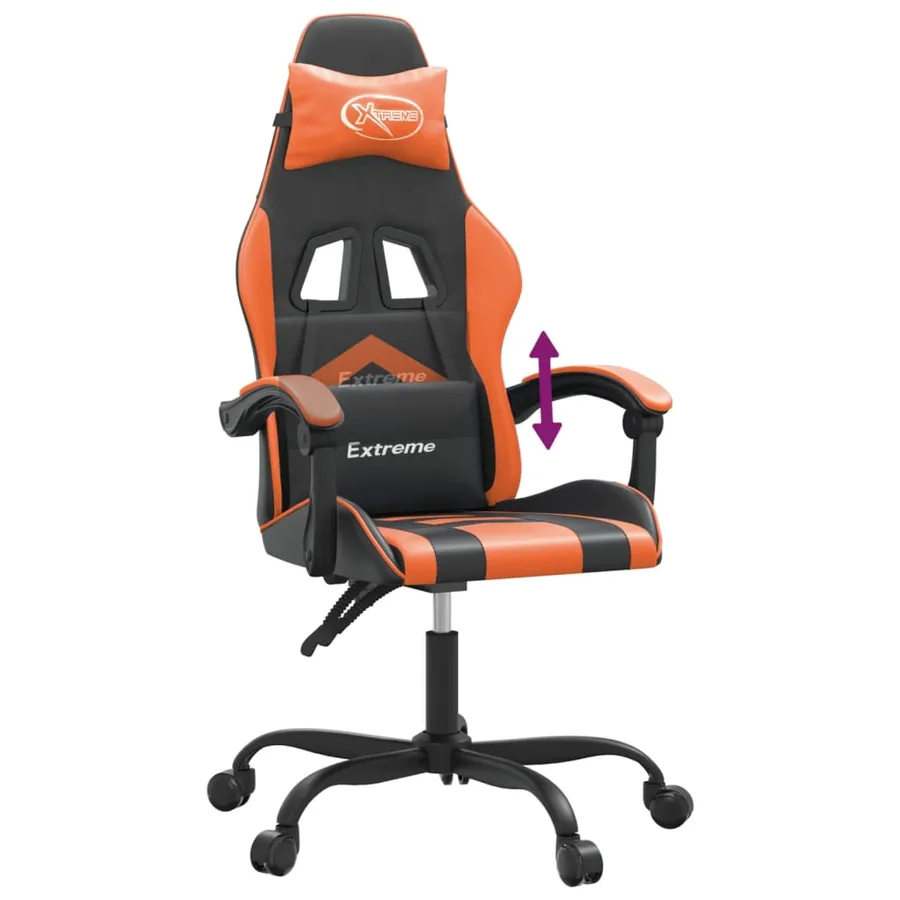 Chaise de jeu Noir et orange Similicuir - 7