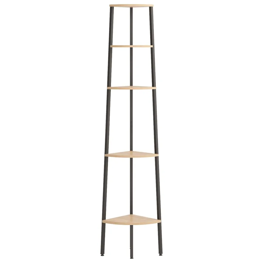 Étagère d'angle 5 niveaux Marron clair et noir 45,5x31,5x180 cm - 3