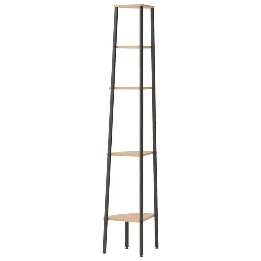 Étagère d'angle 5 niveaux Marron clair et noir 45,5x31,5x180 cm - 5