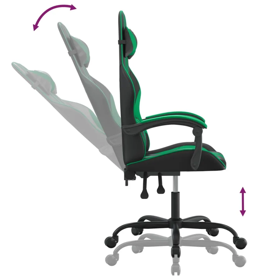 Chaise de jeu Noir et vert Similicuir - 6