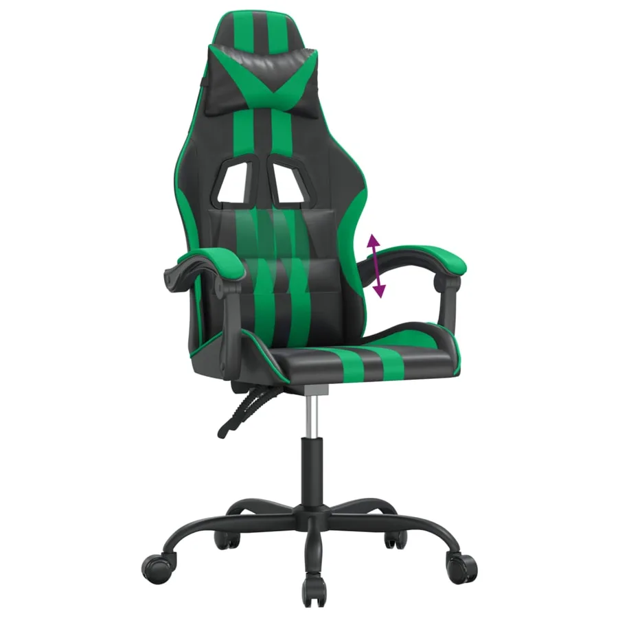 Chaise de jeu Noir et vert Similicuir - 7