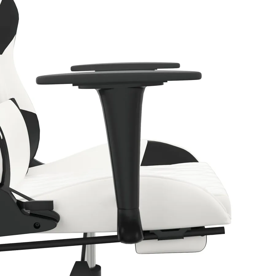 Chaise de jeu avec repose-pied Blanc et noir Similicuir - 10
