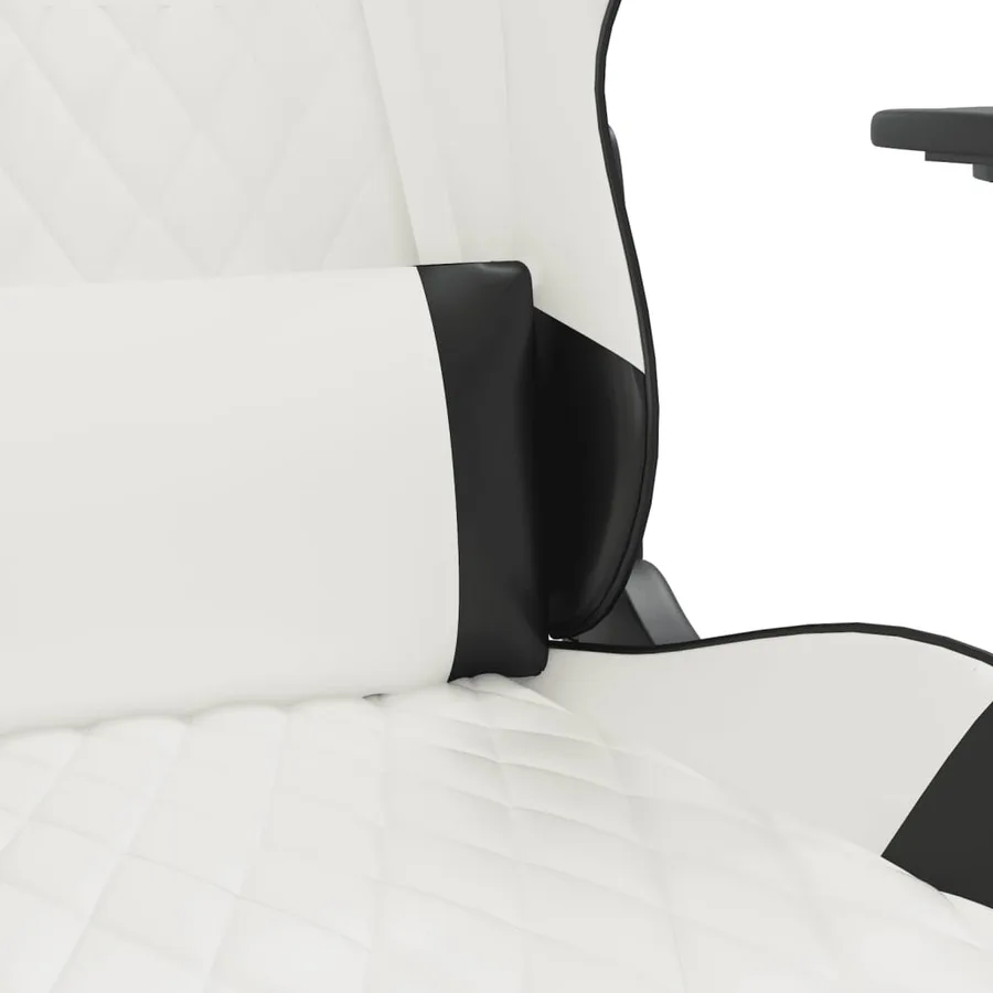 Chaise de jeu avec repose-pied Blanc et noir Similicuir - 9