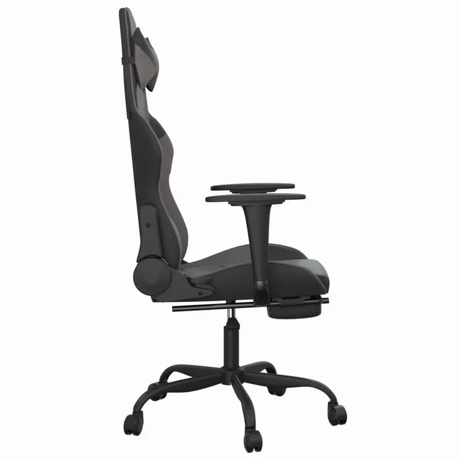 Chaise de jeu avec repose-pied Noir et gris Similicuir - 4