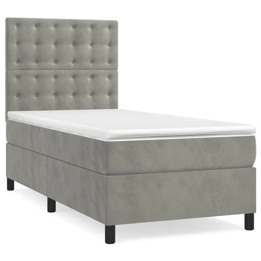 Sommier à lattes de lit et matelas Gris clair 80x200 cm Velours - 2