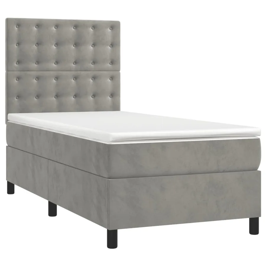 Sommier à lattes de lit et matelas Gris clair 80x200 cm Velours - 3