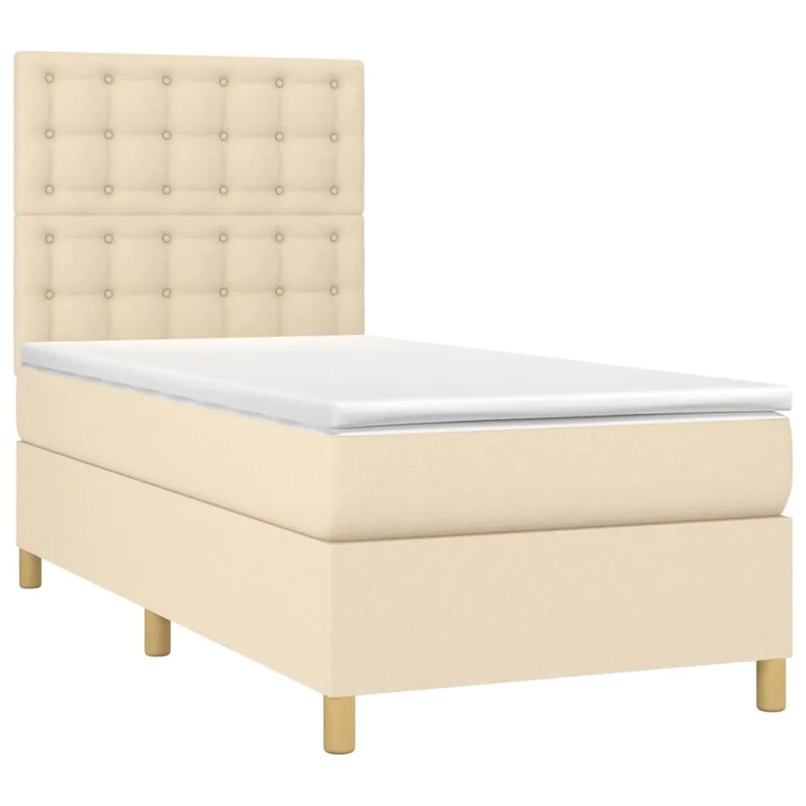 Sommier à lattes de lit avec matelas Crème 90x200 cm Tissu - 3