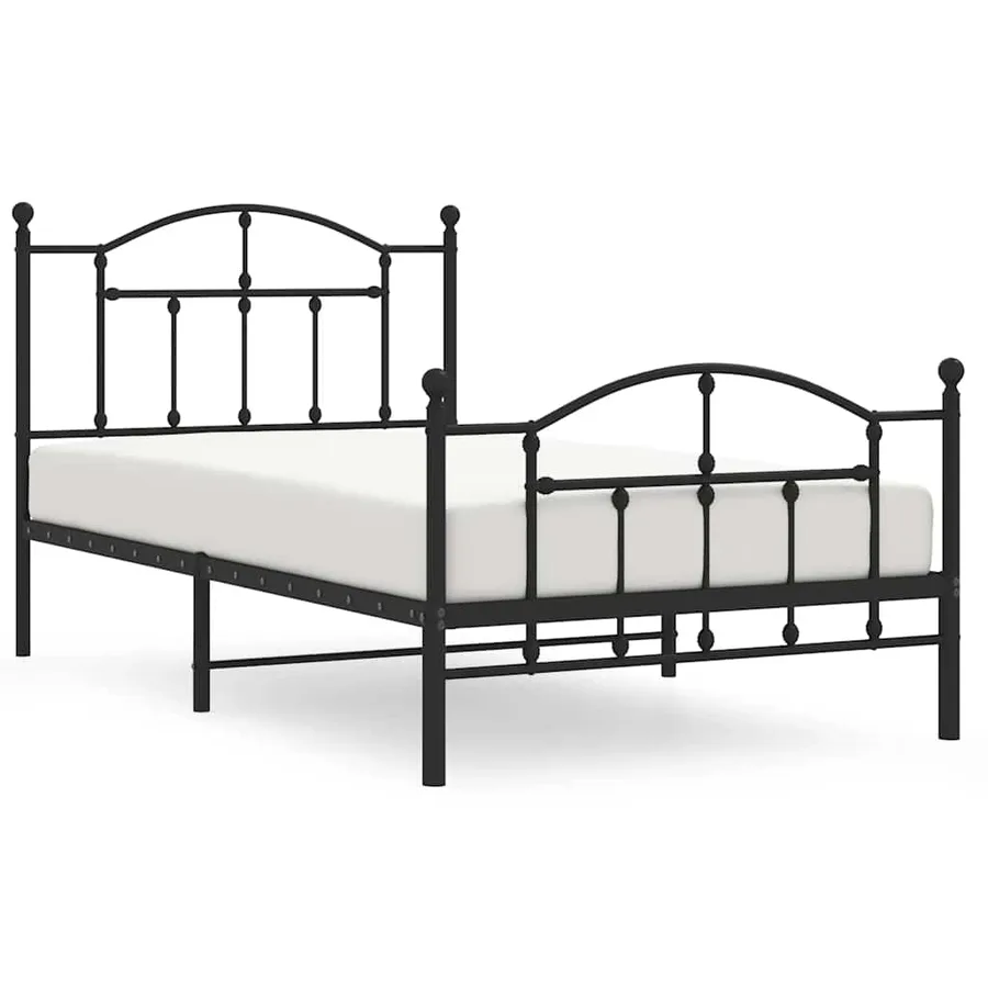 Cadre de lit métal sans matelas avec pied de lit noir 100x190cm - 2