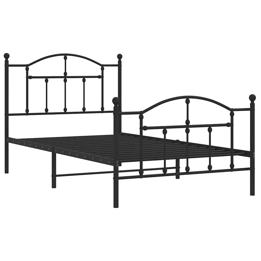 Cadre de lit métal sans matelas avec pied de lit noir 100x190cm - 3