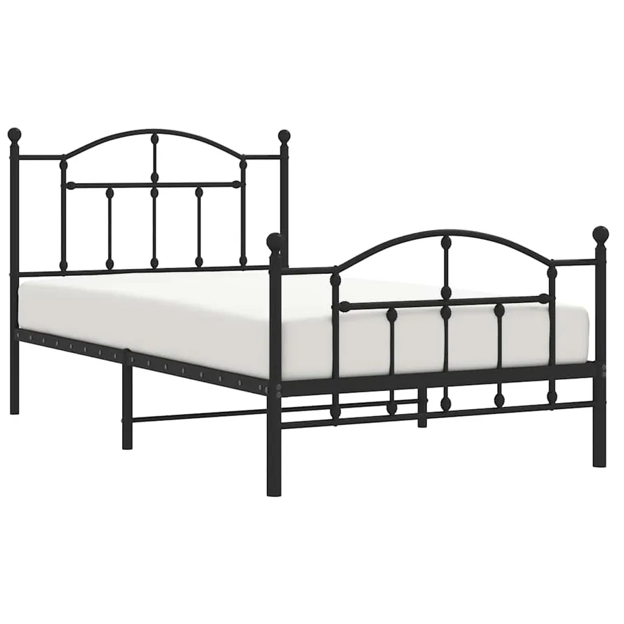 Cadre de lit métal sans matelas avec pied de lit noir 100x190cm - 5