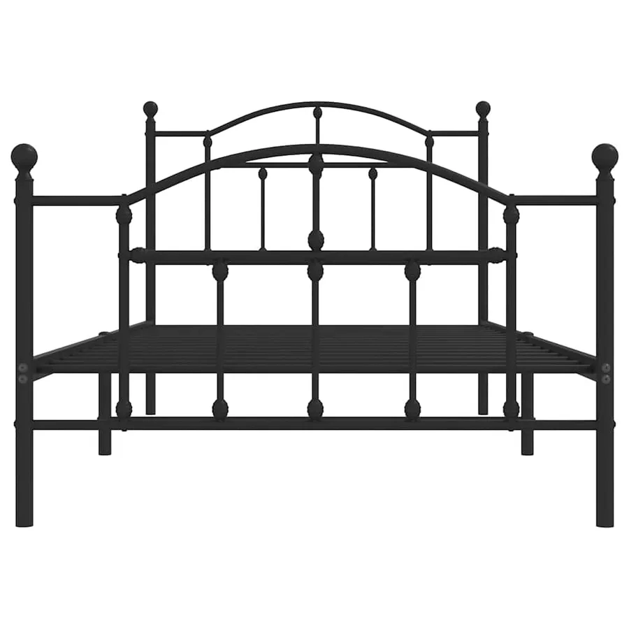 Cadre de lit métal sans matelas avec pied de lit noir 100x190cm - 6