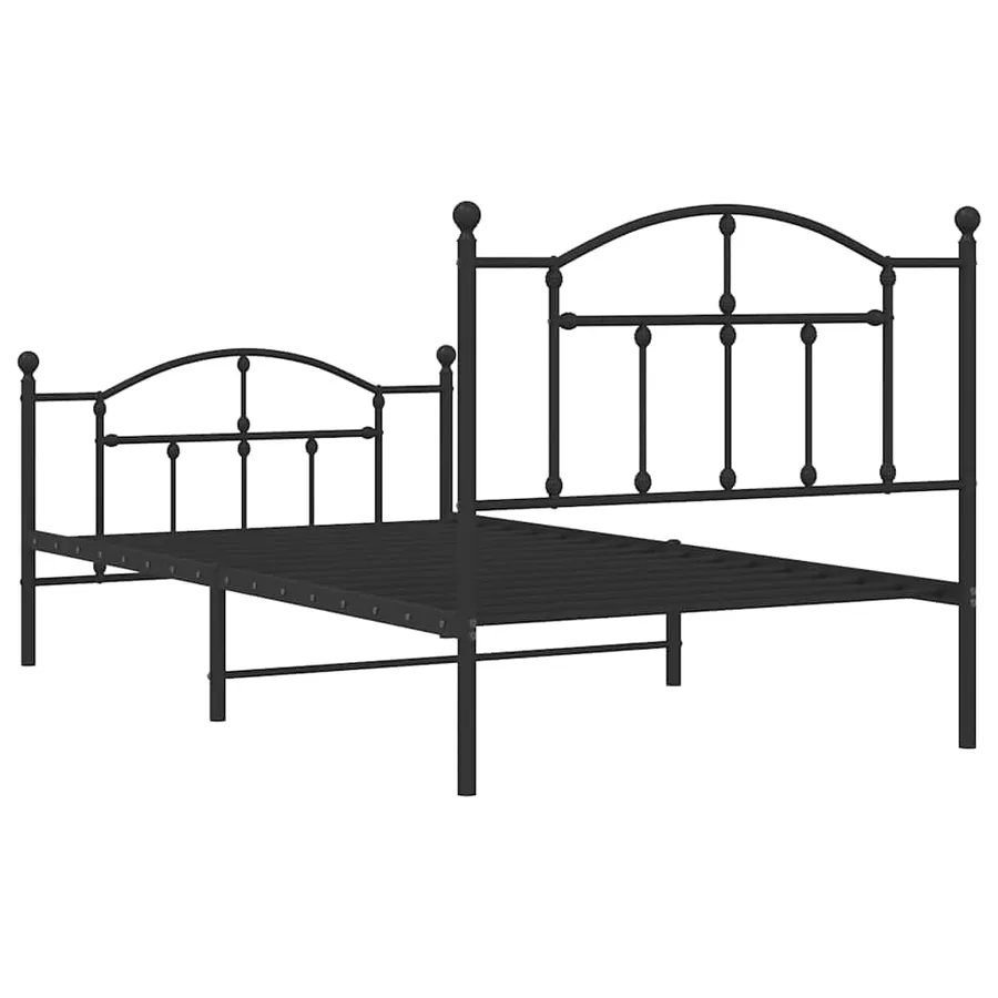 Cadre de lit métal sans matelas avec pied de lit noir 100x190cm - 8