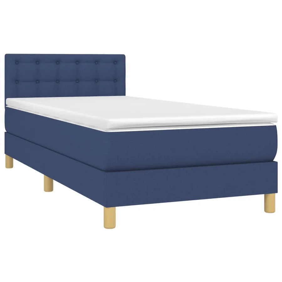 Sommier à lattes de lit avec matelas Bleu 100x200 cm Tissu - 3