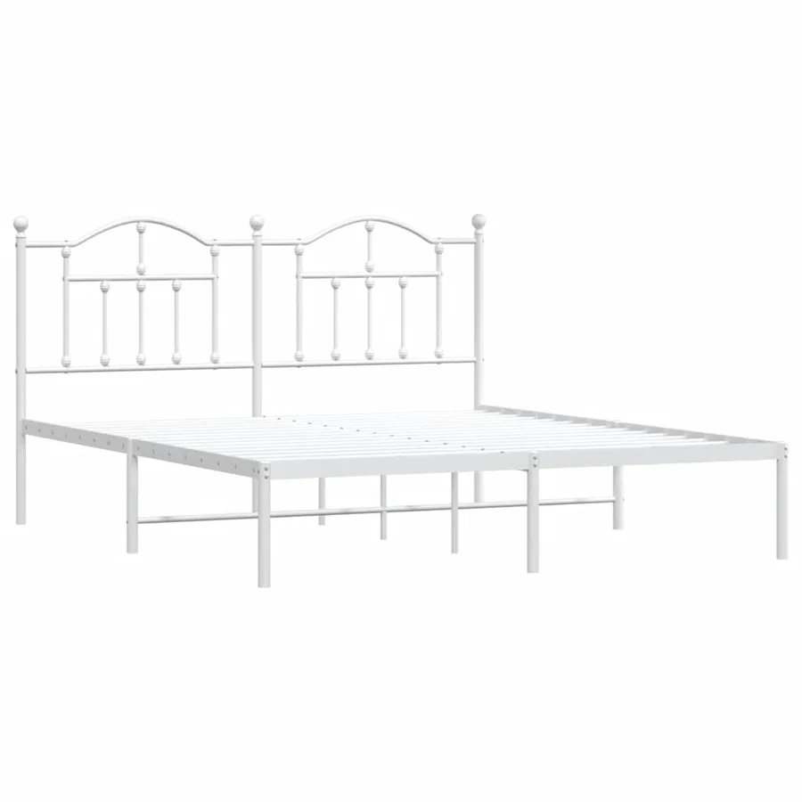 Cadre de lit métal sans matelas et tête de lit blanc 183x213 cm - 3